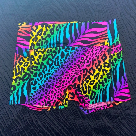 K-DEER rainbow animal print shorts